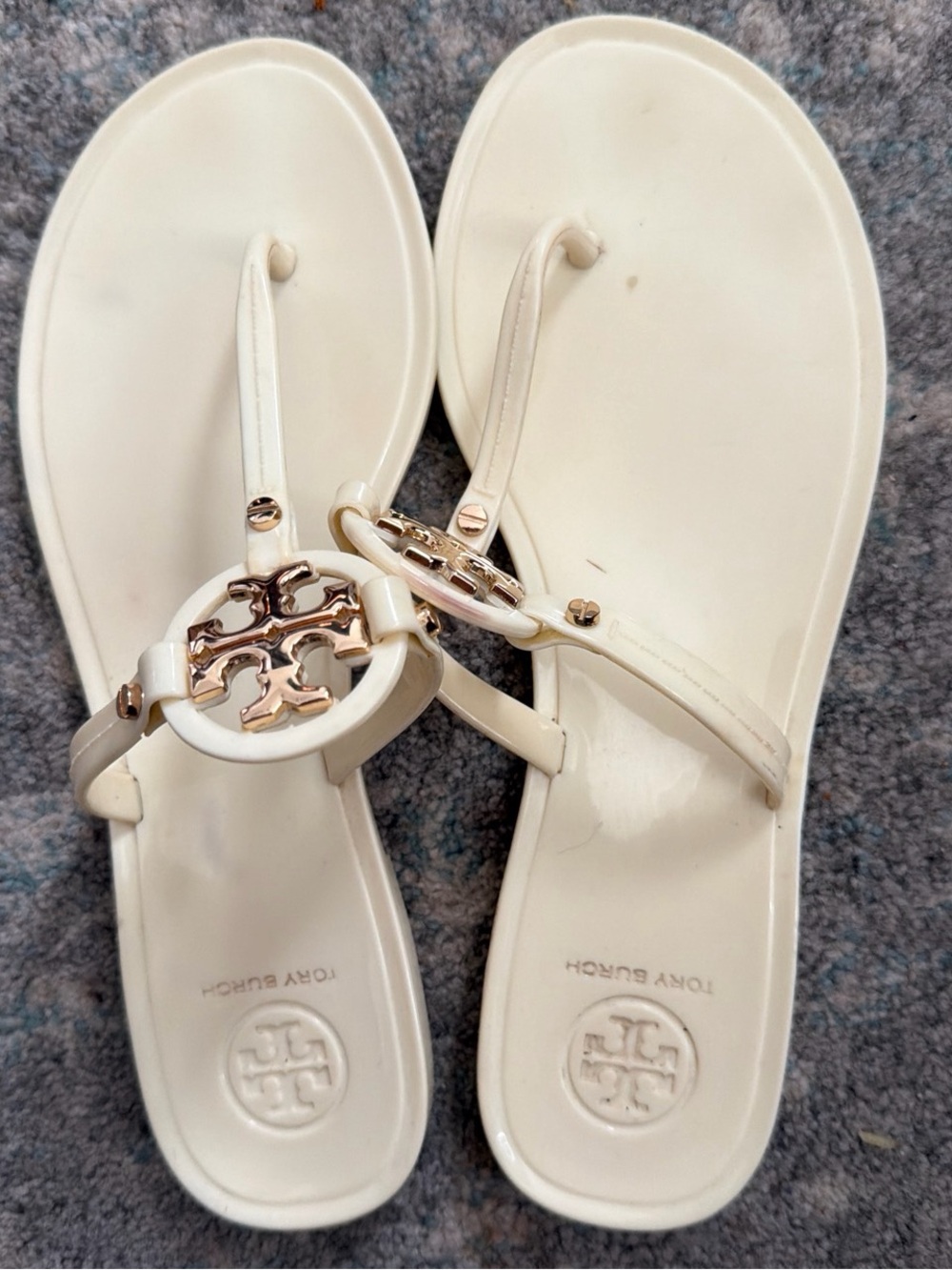 Tory Burch Mini Miller Flat Thong cream Flip Flops Womens sz 6